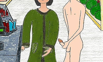 Buck flashes Miss Wong horny Asian granny at the shop