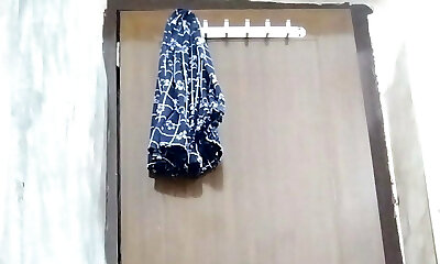 Indain sealed Wife taking bath alone witness by uncle 