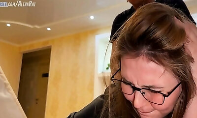 The stepson took advantage of the situation and crammed his step-mother's pussy with thick sperm