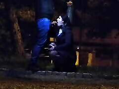 Cock sucking under the night light
