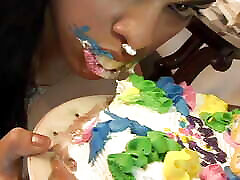 Tight teen gets nylon self toe phone first ever stuffing on hot mature couple threesome birthday!