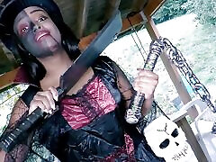 Halloween Video with the Superb Young Colombian Black Girl Paris