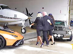 Two Flight Attendants with Big Tits Share Customers Cock - Brittany Andrews - Sasha Pearl