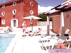 German blonde does outdoor sex under the sun