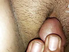 Wife holds her hairy ass open and