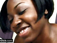 Hot black girl boob fucking and sucking his tiny dick