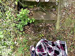 Hard naked titslapping near railway