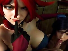 League of Legends Miss Fortune and Ahri cosplay Uncensored Hentai AI generated