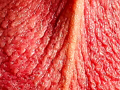 Close-up testicles massaging until big cumshot