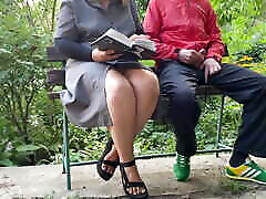 My mother in law ignores me and makes me cum by reading a book and jerking my dick in the park