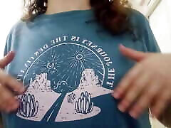 I want to rub his cock on my tits