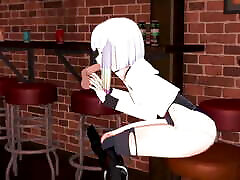 Cyberpunk Lucy sucks cock in a bar - 3D Hentai