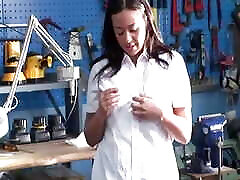Curious Innocent Asian Cutie Learns How to Use Every Tool in the Shop