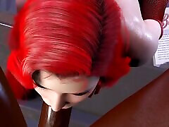 3D Red Head Slut Asian Whore with Huge Natural Tits Got Her crooot croott pablo sax Fucked so Hard