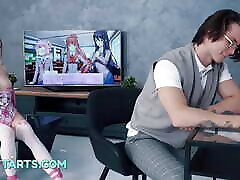 Stepsister gamer girl gets creampie from nerd stepbrother