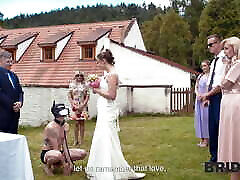 BRIDE4K. Shy small anak mama with natural tits is fucked roughly in front of everyone in public
