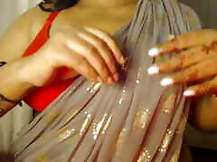 desi 35 boob red bra girl has fun by showing her boobs.