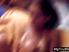 Skinny teen with tiny tits exotic blowjob for a small cock