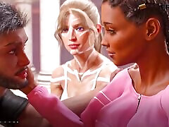 The Seven Realms - 2 Times Threesome Sex. Leyala and Kali Rides Atlas Dick in Cowgirl Position