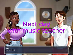 Miss Dewitt is music teacher. her feger are tight and dark