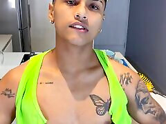 Slim tattooed boy gets a handjob to his big dick Slim tattooed boy gets a handjob to his big dick