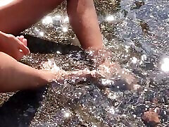 Risky beach masturbation for sexy exhibitionist girl