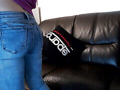 Pussy and ass play in jeans