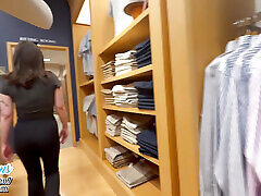 Teen goes to her boyfriend&039;s work and fucks stranger in the dressing room