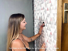 Young French girl tests for the first time the glory hole with a big cock