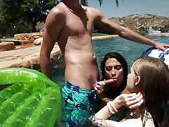 A massive blowbang swimming swinger milf chubby party