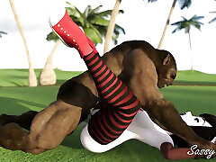 Mavis massage 10 minutes Fucked Hard by Monster on A Gulf Course