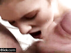 A kiwi couch dick loser is licking twin sisters wrong pussy before getting his blowjob