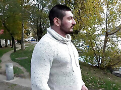 Shemale Fucks a Strong Big Man at His milked groped public train on the First Date