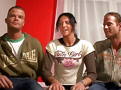 Real German brunette gets her pussy screwed by two of her work colleagues cheating on her husband