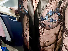 After a long separation, fucked his wife&039;s friend in beautiful lace lingerie!