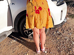 woman loves to show off in the car