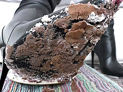 Smoking Mistress and Delicious Dessert From Boot Soles, POV Clip, Lady Victoria Valente