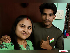 Indian Desi Happy Independence Day New Merried Beautiful Couple indoor Bed By -Snapchat143