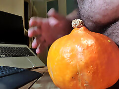 Fucking a pumpkin with my dick for dinner