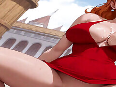 imagen ai one piece nami hen isla entera de pastel vestido rojo