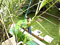 Muscular gardener is hired by brunette MILF and does special jobs for her - Kataleya Gil & Lian Grey