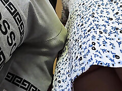 Omg! Almost Seen by Subway Passengers When Stranger Cums Hard Inside Her Panties