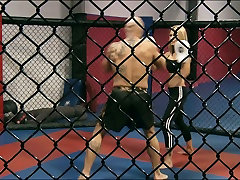 Bald M1 fighter eats Jessica Drakes soaking muff right on the ring