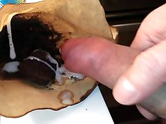cumshot into coffee filter