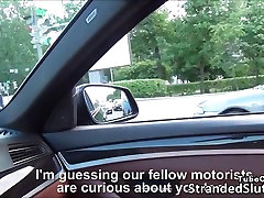 Cutie petite teen Foxy gets a ride on strangers nice car
