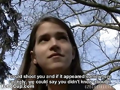 Czech teen Silvie sucks and fucks in the open field