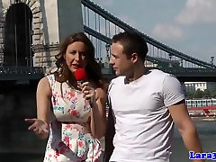 UK milf banged standing up by aussie bloke