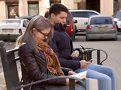 Skinny blondie gets her spex blurred with cum
