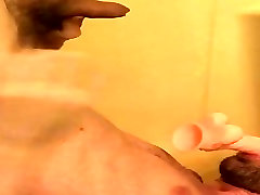 skinny gang sexwifeing pisses on his face with a dildo in his mouth