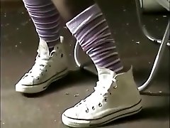 converse shoeplay in socks and stocking